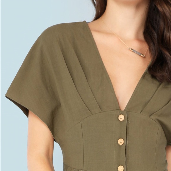 Amelia olive green buttons maxi dress - Picture 3 of 3